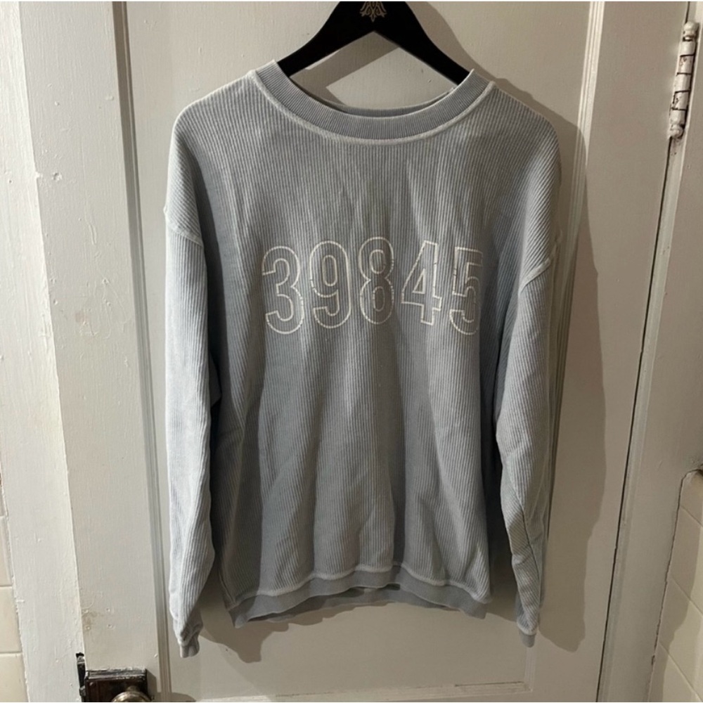 chicka-d Original Corded Crew Blue Grey Sweatshirt 39845 Size Small EUC